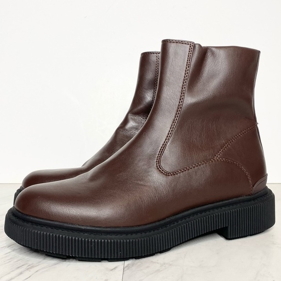 New! Franco Sarto Jinta Brown Faux Leather Bootie 8 1/2 - Picture 1 of 14